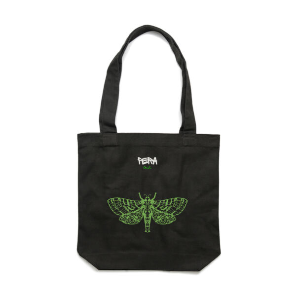 Pūriri Moth - Carrie Tote Bag Black Thumbnail